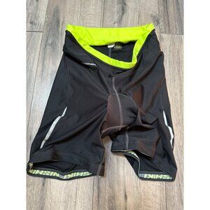 Nishiki Womens NWS Cycling Shorts LG Black/ Neon Yellow/ Green 85% Polyester 15%